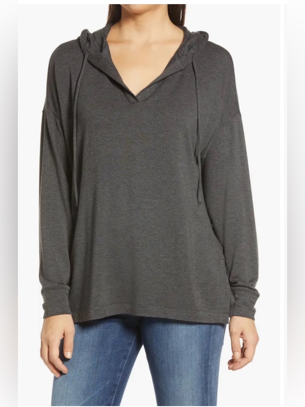 New Lou & Grey Signaturesoft Open Neck Hooded Pullover